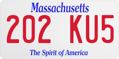 MA license plate 202KU5