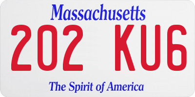 MA license plate 202KU6