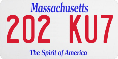 MA license plate 202KU7