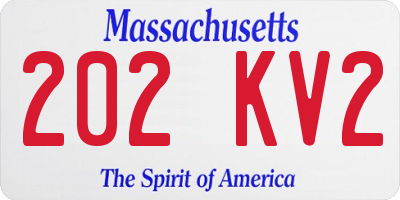 MA license plate 202KV2