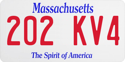 MA license plate 202KV4