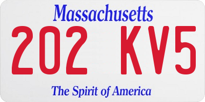 MA license plate 202KV5