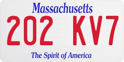 MA license plate 202KV7