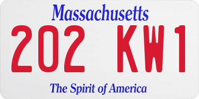 MA license plate 202KW1