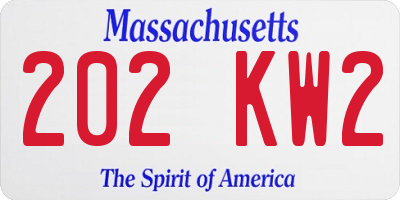 MA license plate 202KW2