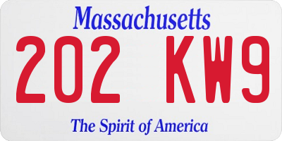 MA license plate 202KW9