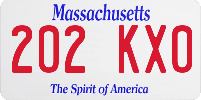 MA license plate 202KX0