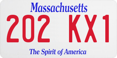 MA license plate 202KX1
