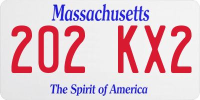 MA license plate 202KX2