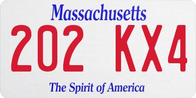 MA license plate 202KX4