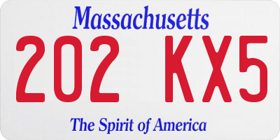 MA license plate 202KX5