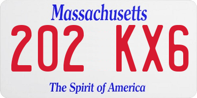 MA license plate 202KX6