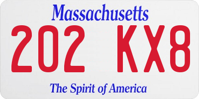 MA license plate 202KX8