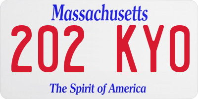 MA license plate 202KY0
