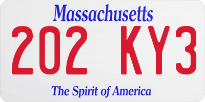 MA license plate 202KY3