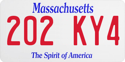 MA license plate 202KY4