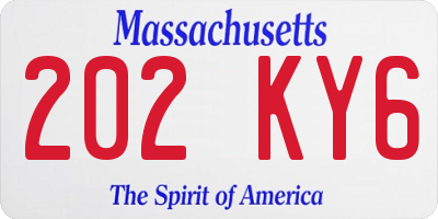 MA license plate 202KY6
