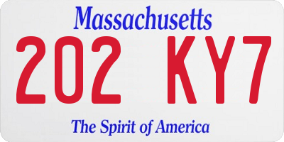 MA license plate 202KY7
