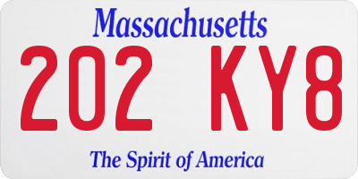 MA license plate 202KY8