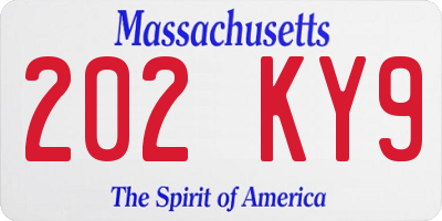 MA license plate 202KY9