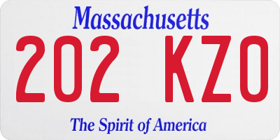 MA license plate 202KZ0