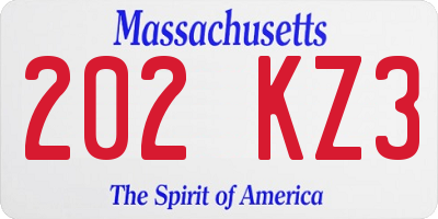 MA license plate 202KZ3