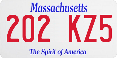 MA license plate 202KZ5