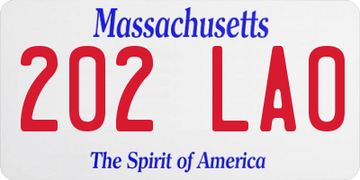 MA license plate 202LA0