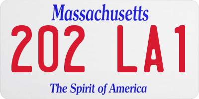 MA license plate 202LA1