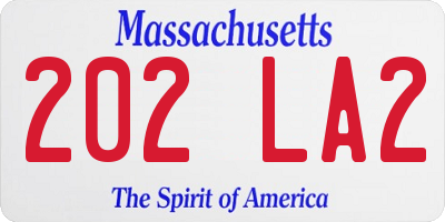 MA license plate 202LA2