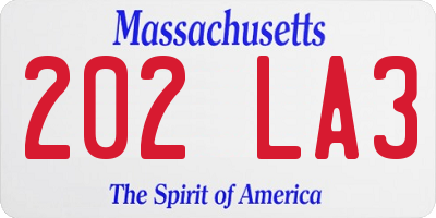 MA license plate 202LA3