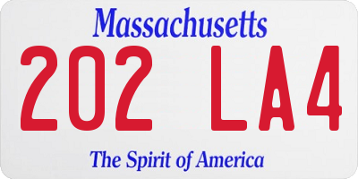 MA license plate 202LA4