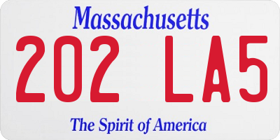 MA license plate 202LA5