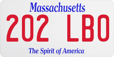 MA license plate 202LB0