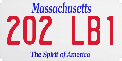 MA license plate 202LB1