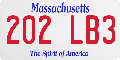 MA license plate 202LB3