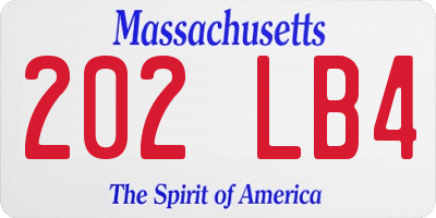 MA license plate 202LB4