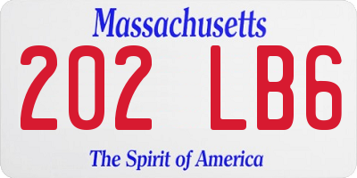 MA license plate 202LB6