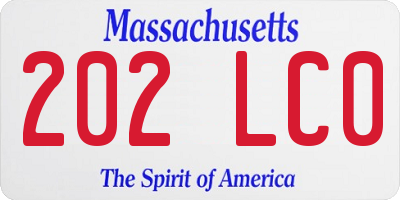 MA license plate 202LC0