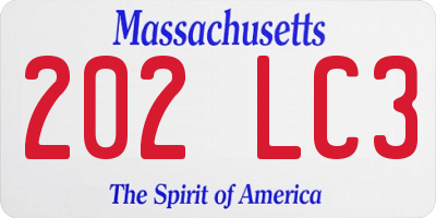 MA license plate 202LC3