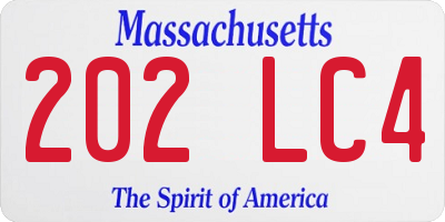 MA license plate 202LC4
