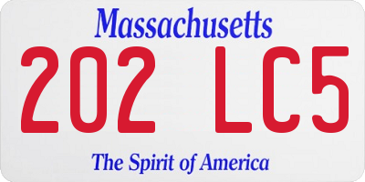 MA license plate 202LC5