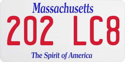 MA license plate 202LC8