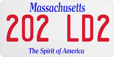 MA license plate 202LD2