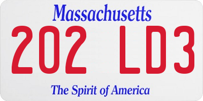MA license plate 202LD3