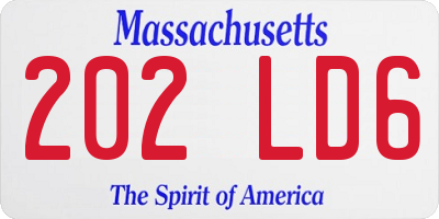 MA license plate 202LD6