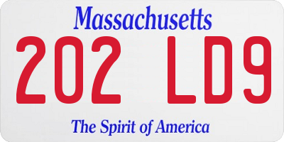 MA license plate 202LD9