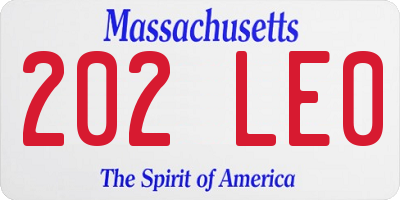 MA license plate 202LE0