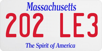 MA license plate 202LE3