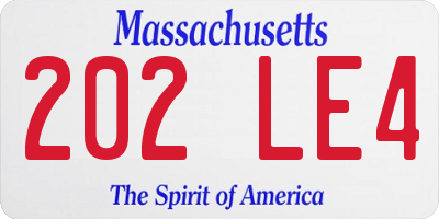 MA license plate 202LE4